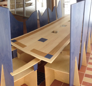 Blue Maple And Cherry Dining Room Table
